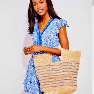 Vineyard Vines Crochet Straw Market Tote